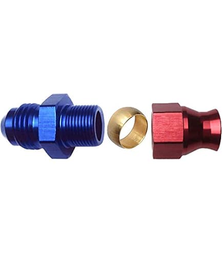 Autobahn88 AN6 Swivel Hose End Fitting - Aluminum Anodized Straight Female To 3/8 Fuel Hard Line (Blue/Red) - View #12