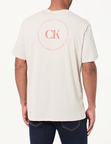 Camiseta de Manga Corta Hombre con Logotipo, Beige (Oatmeal), M