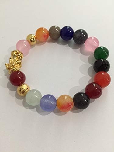 Lucky Cat Eye Stone Bracelet Feng Shui Handmade Gold Pi Yao or Pi Xiu for Wealth