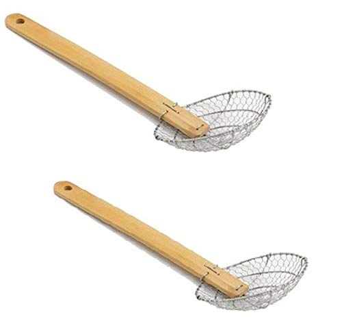 Bamboo Handle S/S Coarse Skimmer/Strainer (5" & 7")