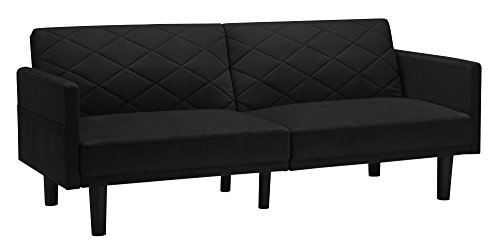 DHP Cortland Microfiber Futon Sofa with Storage Pockets - Black