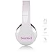 BestGot Kids Headphones Over Ear with Microphone for Girls Adult in-line Volume with Transport Bag Foldable Headphone with 3.5mm Plug Removable Cord (White/Pink)