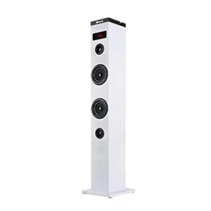 NGS SKY CHARM WHITE – 50W Bluetooth Sound Tower met afstandsbediening, optische ingang, USB, FM-radio en AUX IN (witte…
