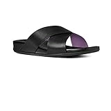 FitFlop Women's Aix Leather Slide Sandals dress Sandal, All Black, 7 M US
