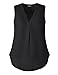 Altelime Women's V Neck Double Layered Pleated Chiffon Blouse Office Tank Top Shirts