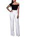 Ninimour Womens High-waisted Wide Leg Elegant Button Design Pants