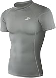 New 023 Skin Tight Compression Base Layer Gray T Shirt Short Sleeve Mens (L)