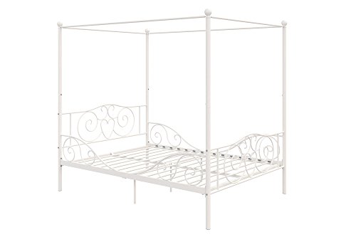 DHP 4020129 Canopy Bed with Sturdy Frame, Metal, Full, White