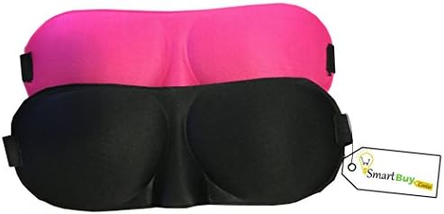 smart buy center Sleep Mask 3D Light Blocking Eye Mask for Sleeping Night Blinder Eyeshade for Men Women Kids, Black/Pink, Pack of 2