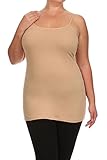 Bubble B Women's Plus Size Solid Colored Camisole Tank Top Nude 2X