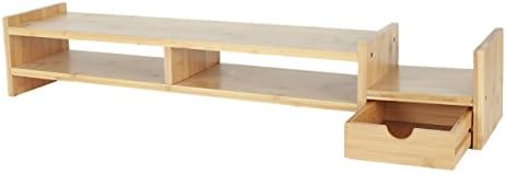 Monitor Stand Riser With Storage Organizer,Wood Computer Desktop Storage Rack Bamboo.