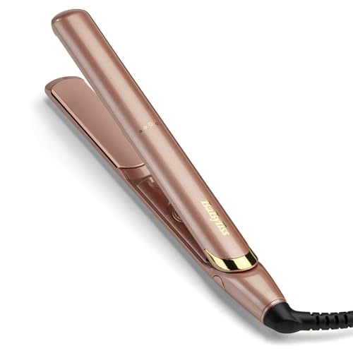 Rose Gold Glätteisen - Keramikplatten für glattes Styling, Universalspannung für weltweiten Einsatz, ultra-schnelles Aufheizen in Sekunden, Temperatureinstellungen bis zu 235°C, 2598PE