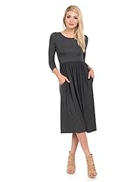 Iconic Luxe vestido acampanado con bolsillos lisos ya rayas - Hecho en Estados Unidos