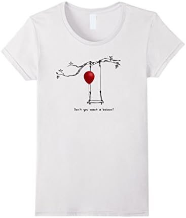 Womens Red Ballon Horror Halloween T-shirt Medium White