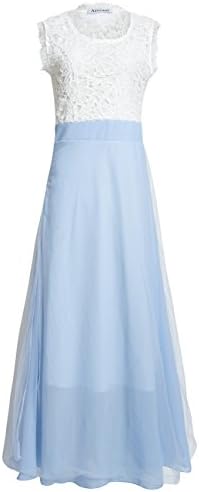 Women's Sleeveless V-Neck Semi-Formal Bridesmaid Maxi Dress 015 (3XL, Light Blue)