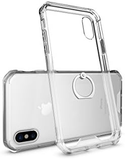 My Gadget Shops iPhone X Nit Ring Case Slim Dual Layer (Hard PC Shell + Soft TPU) + Tampered Glass FREE Gift Exact Fit Apple iPhone X \ 10 (Clear)