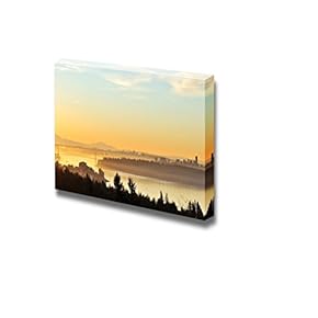 Canvas Prints Wall Art - Downtown Vancouver and Lions Gate Bridge at Winter Sunrise, Viewed from Cypress Mountain Lookout - 12" x 18"