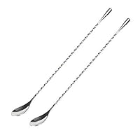 GONOMI Set of 2 Mixing Spoon Stainless Steel Professional Cocktail Bar Tool (12 Inches) Japanese Style Teardrop End Design for Ice Cream, Coffee, Milkshakes, Juice, Tea, Drink (12