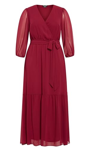 CITY CHIC WOMEN’S PLUS SIZE CHARLIE MAXI DRESS, RUBY, 20