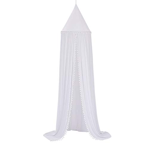 Inkach Pink Mosquito Net Canopy - Baby Bed Curtains - Round Dome Princess Bedding Mosquito Netting Cover Hanging Tent (White)