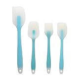 ShengHai Premium Silicone Spatula,Brush And Spoon,Seamless Design & Baking Utensils Kitchen,Can Use For Cooking,Baking,Scraping Or Mixing（Set Of 4，Blue）