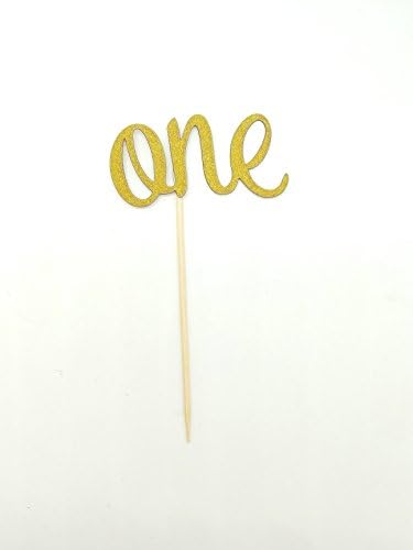 TooMeeCrafts First Birthday Cupcake Toppers. ONE Birthday Picks. Gold Glittered Princess First Birthday Party Decorations Set of 10