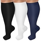 3 Pack Wide Calf Compression Socks for Women