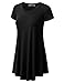 URBANCLEO Womens Round Neck Elong Tunic Top Mini T-Shirt Dress Black XLarge