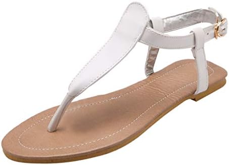 Artistic9 Roman Sandals for Women Leather Flat Thong Flip Flops Sandals T-Strap Buckle Gladiator Sandals Casual Summer Outdoor Beach Shoes for Women & Girls