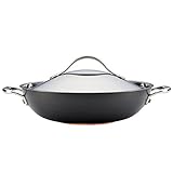 Anolon 82945 Nouvelle Copper Hard Anodized Nonstick Wok/Stir Fry Pan/Wok Pan with Lid - 12 Inch, Dark Gray