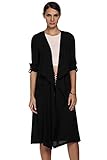 Meaneor Women's Long Waterfall Draped Long Sleeve Chiffon Cardigan with Belt