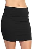 TheMogan Women's Stretch Cotton Foldover Waist Mini Skirt Black S