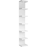 LitaEther Versatile 7 Tier Wall Shelf Unit,White Lack Wall Shelf,Display Floating Shelf with LED Remote Control Light