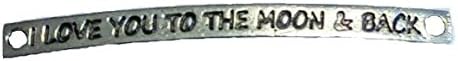 "I Love You to the Moon and Back" Silver Tone Word Charm for Bracelet or Necklace
