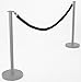 Displays2go Rope Barrier 6-1/2-Feet, Black Velvet Rope with Chrome Hooks (RP2MBKCH01)