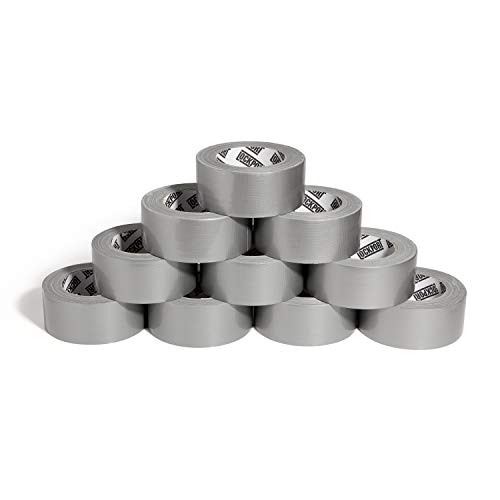New: Heavy Duty Silver Duct Tape - 10 Roll Multi Pack Industrial Lot - 30 Yards x 2 inch Wide - Large Bulk Value Pack of Grey Original Extra Strength, No Residue, All Weather. Tear by Hand