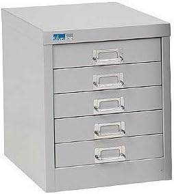 Silverline 5 Drawer Lockable Multi Drawer Cabinet Light Grey