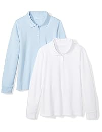 Polo de manga larga interlock de manga larga para niñas de   Essentials