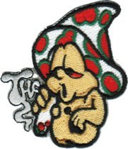 Dopey The Mushroom - Smoking With Red Eyes - Embroidered Iron On Or Sew On Patch
