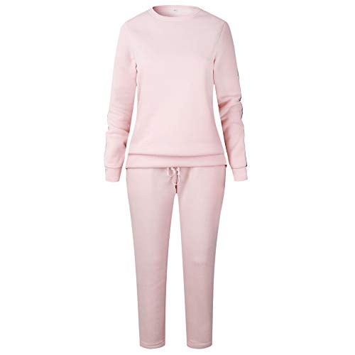 Dressin_Women's Sport Tracksuit Dark Sweatshirt Sets Pink - Thumbnail 2