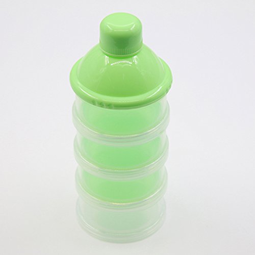 HEART SPEAKER Travel Kids Baby Feeding 4 Layers Milk Powder Dispenser Bottle Storage Container (Green)