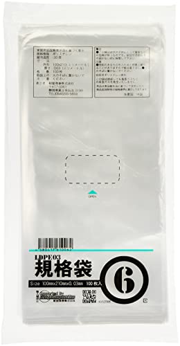 紺屋商事 ＰＥ規格ポリ袋０３透明６号０３ｘ１００ｘ２１０（１００枚／冊） 00722006