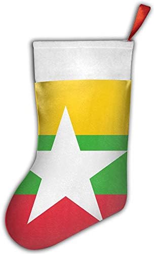 ONE SUIT Christmas Stocking Flag of Myanmar Xmas Tree Decorations Santa Socks Snowman Ornaments Candy Bag