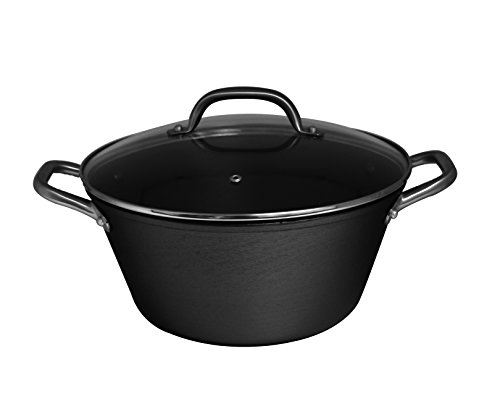 IMUSA USA LCI-19009 Light Cast Iron Dutch Oven with Stainless Steel Handle 6.2-Quart, Black