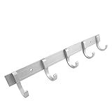 uxcell Aluminium Alloy 5 Hooks Coat Towel Hat Rack Silver Tone