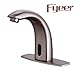Fyeer Automatic Touchless Sensor Bathroom Faucet, Motion Activated Hands Free Kitchen Sink Tap with Hole Cover Deck Plate, Battery Operated, Brushed Nickel, Hot & Cold Mixer Control, Lead Free