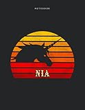 Notebook Nia Personalized Name Retro Unicorn Design