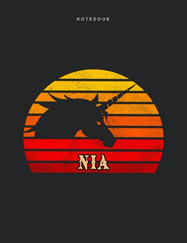 Notebook Nia Personalized Name Retro Unicorn Design