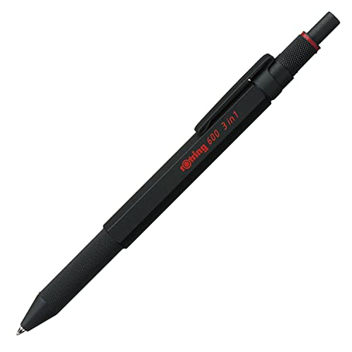 600 3-in-1-Schreibgerät mit Kugelschreiber und Druckbleistift | Kugelschreiber mit 2 feinen Spitzen (schwarze und rote Tinte) | 1 Druckbleistift mit Spitze (0,5-mm-Mine) | Schwarz