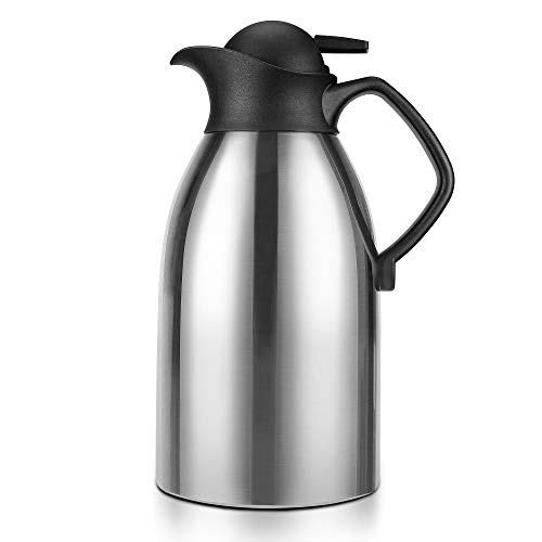 Coffee Carafe Insulated Thermos for Keeping Hot, Stainless Steel Double Walled Vacuum Thermal Carafes for Coffee, Hot Water, Tea, Beverage, 2L (68 Oz)